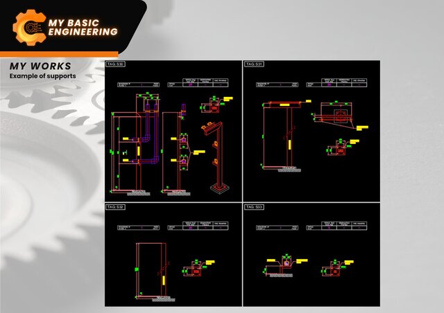 3D model of Example of Piping Supports