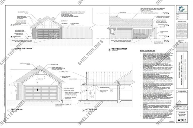 3D model of Attached Residential Carport Addition in Plano, TX | Permit Plans & 3D Visualization