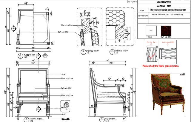Custom furniture design  Hotel furniture drawing