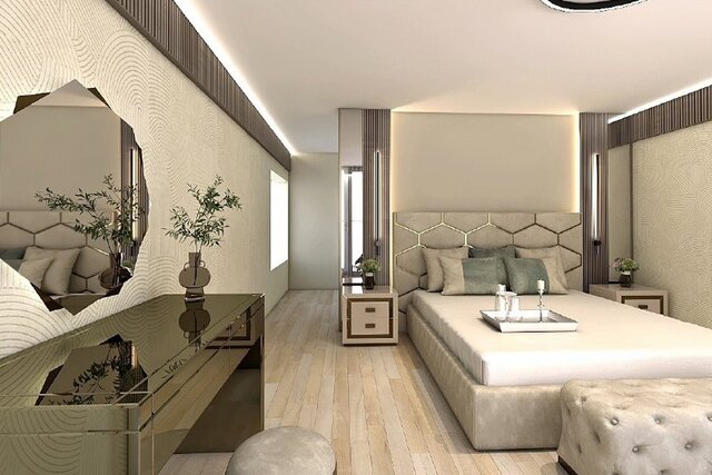 Contemporary Master Suite – Bedroom & Marble Bathroom – image 5 of 5