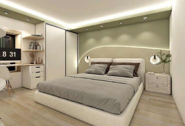 Contemporary Master Suite – Bedroom & Marble Bathroom – image 1 of 5