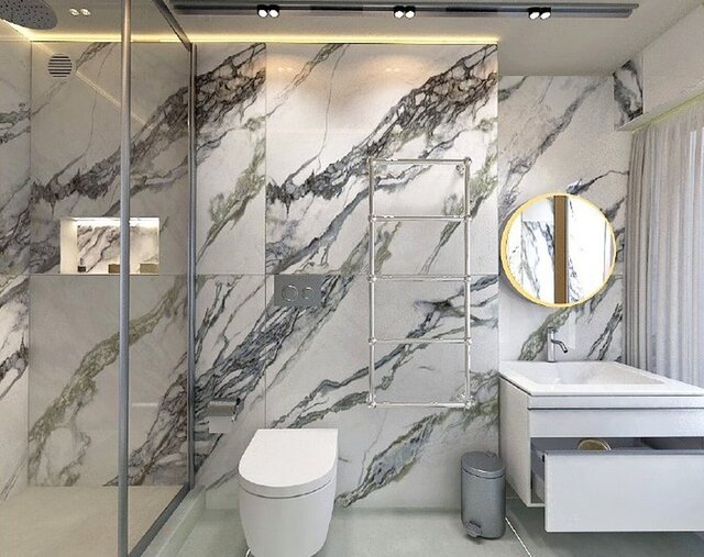 Contemporary Master Suite – Bedroom & Marble Bathroom – image 4 of 5