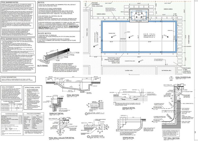 Residential Swimming Pool Permit Drawing Package – Miami Dade, Florida
