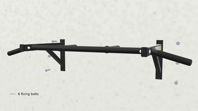 3D model of Wall-Mounted Pull-Up Bar — 3D Product Animation & Assembly Visualization