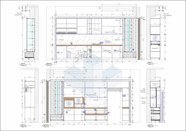 3D model of Custom Kitchen Technical & Production Drawings
