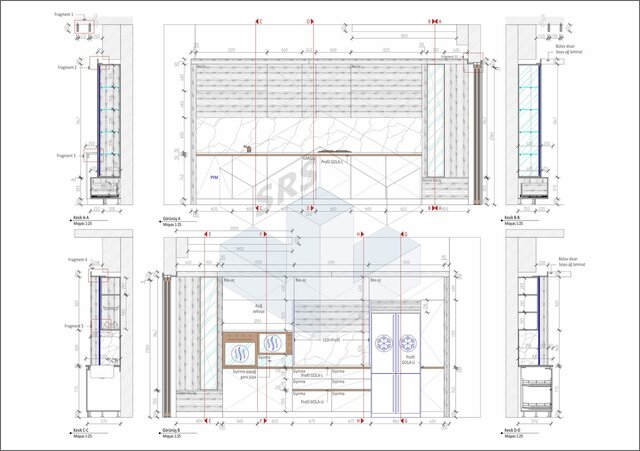 3D model of Custom Kitchen Technical & Production Drawings