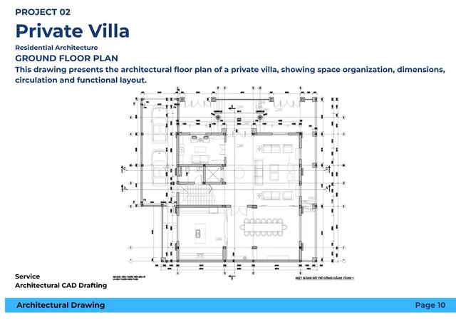 Private Villa – Architectural Design (Floor Plan, Elevation, Section)