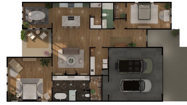 Furnished 3D Residential Floor Plan