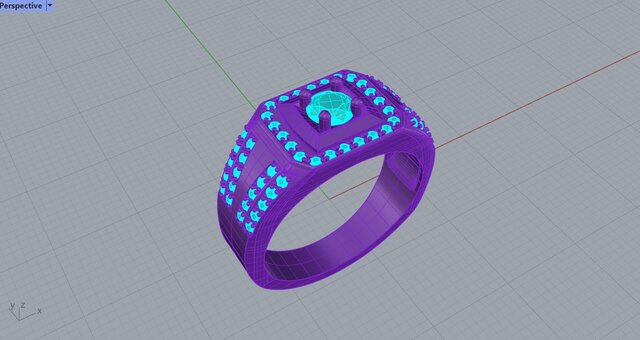 Geometric Diamond Signet Ring | Rhino Jewellery CAD Design – image 4 of 6