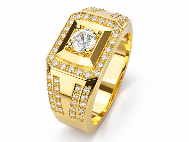 Geometric Diamond Signet Ring | Rhino Jewellery CAD Design – image 3 of 6