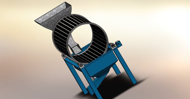 3D model of Rotary Sand Screening Machine (Cylindrical Trommel Screen)