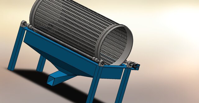 3D model of Rotary Sand Screening Machine (Cylindrical Trommel Screen)