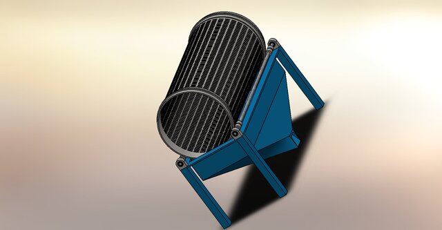 3D model of Rotary Sand Screening Machine (Cylindrical Trommel Screen)