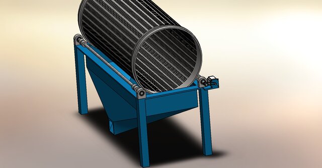 3D model of Rotary Sand Screening Machine (Cylindrical Trommel Screen)