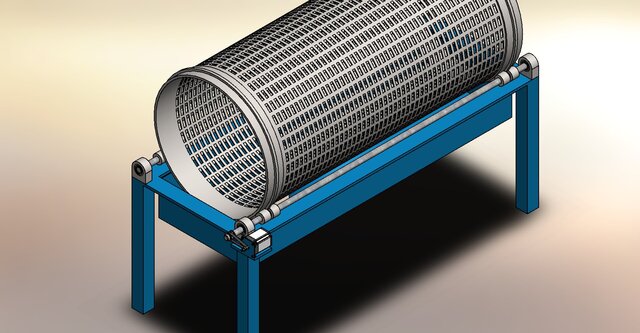 3D model of Rotary Sand Screening Machine (Cylindrical Trommel Screen)
