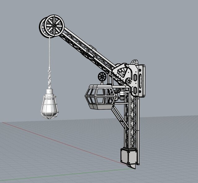 3D model of Industrial Crane-Inspired Wall Lamp | Rhino 3D CAD Design