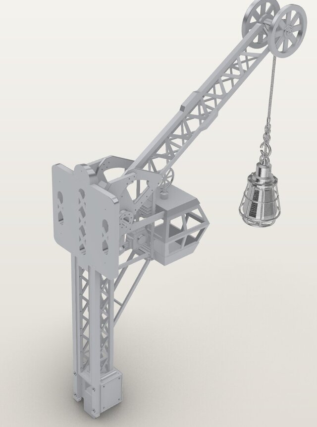3D model of Industrial Crane-Inspired Wall Lamp | Rhino 3D CAD Design
