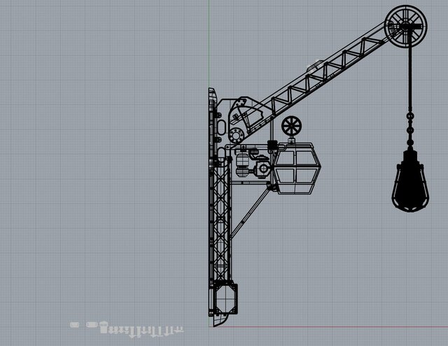 3D model of Industrial Crane-Inspired Wall Lamp | Rhino 3D CAD Design