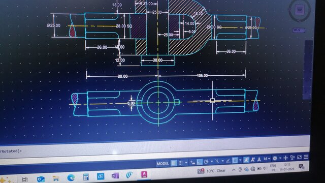 3D model of Knuckle Joint – 2D Section View & 3D Solid Model | AutoCAD 2024