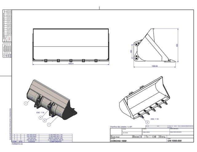 3D model of projetos em solidworks 3d