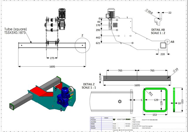 3D model of Aircraft & Boat Single Post Lift – Mechanical Design