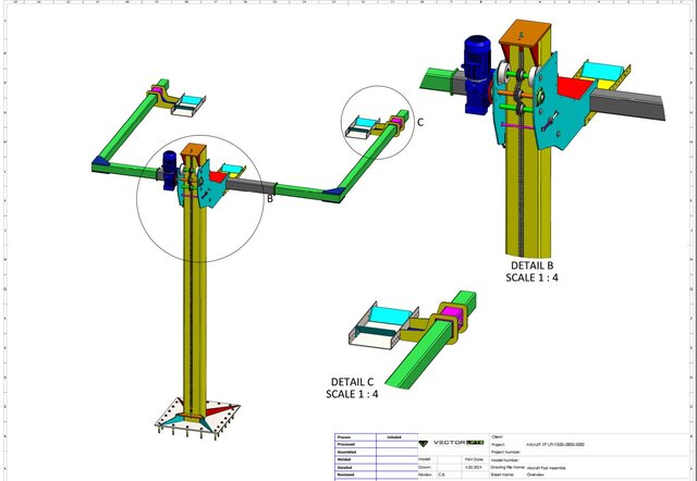3D model of Aircraft & Boat Single Post Lift – Mechanical Design