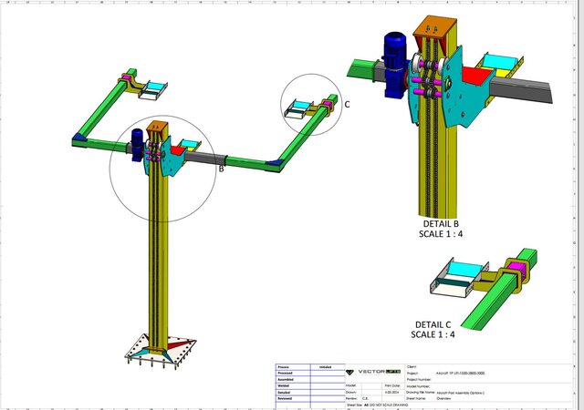 3D model of Aircraft & Boat Single Post Lift – Mechanical Design