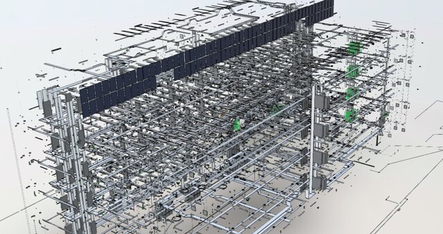 MEP Coordination Model - Electrical, Lighting and Rooftop PV (Revit)
