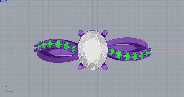 Oval Diamond Twist Ring | Rhino Jewellery CAD Design – image 6 of 8