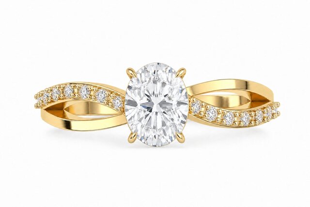Oval Diamond Twist Ring | Rhino Jewellery CAD Design – image 2 of 8