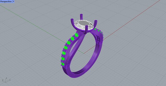 Oval Diamond Twist Ring | Rhino Jewellery CAD Design – image 5 of 8