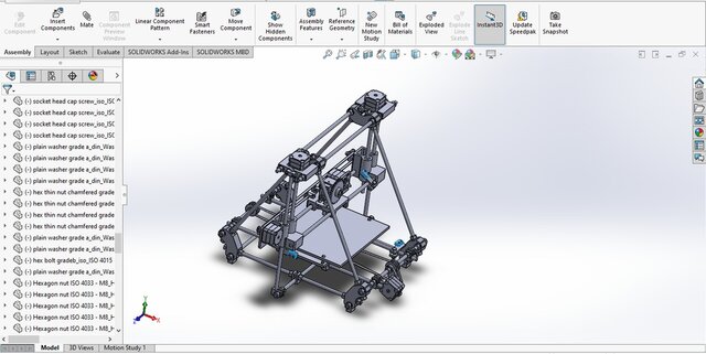 3D model of Modified Mendel Huxley 3D Printer – Complete CAD Assembly