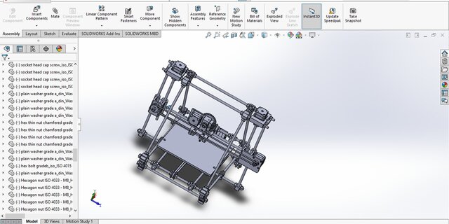 3D model of Modified Mendel Huxley 3D Printer – Complete CAD Assembly