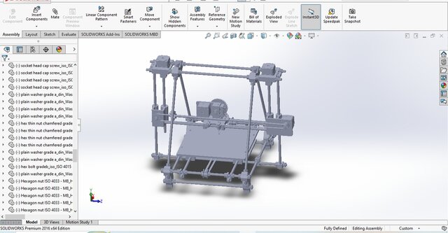 3D model of Modified Mendel Huxley 3D Printer – Complete CAD Assembly