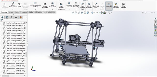 3D model of Modified Mendel Huxley 3D Printer – Complete CAD Assembly