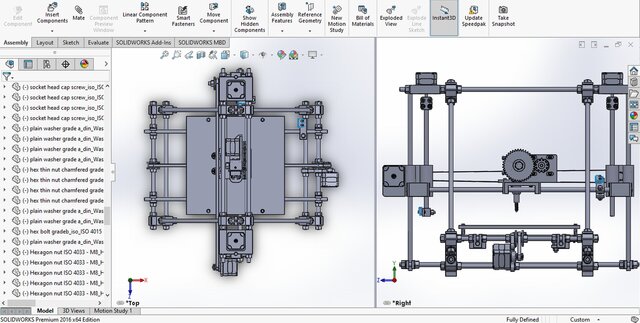 3D model of Modified Mendel Huxley 3D Printer – Complete CAD Assembly