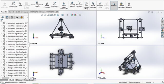 3D model of Modified Mendel Huxley 3D Printer – Complete CAD Assembly