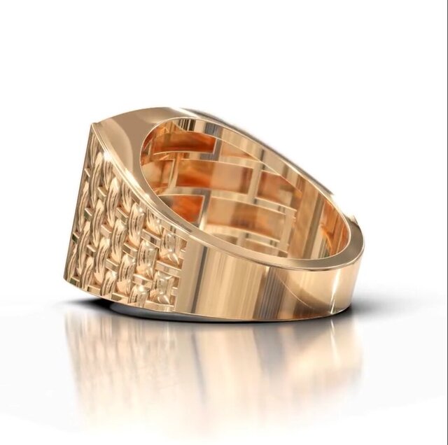 3D model of Cross Men's ring,  two-tone gold casting