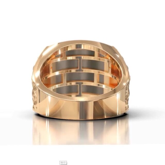 3D model of Cross Men's ring,  two-tone gold casting