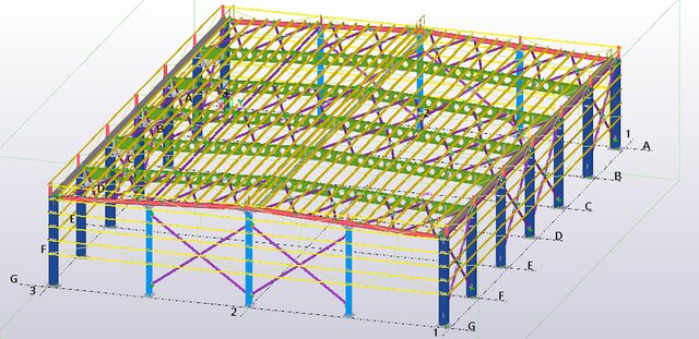 3D model of Honeycomb Beam Steel Structure – Tekla Detailing