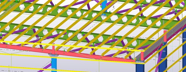 3D model of Honeycomb Beam Steel Structure – Tekla Detailing