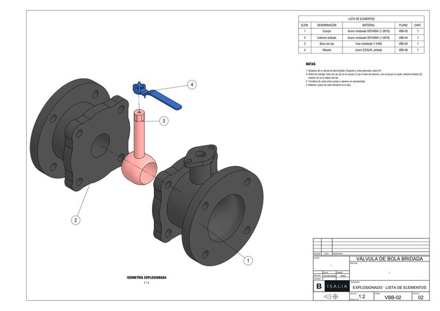 Flanged ball valve · 3D model and fabrication drawings – image 2 of 2