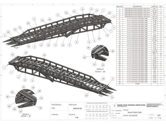 Weldment Drawings with Cut List and BOM