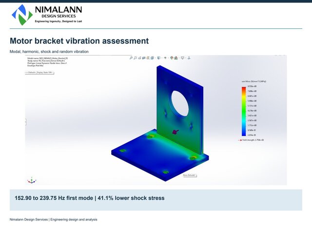 Motor Bracket | SOLIDWORKS Vibration Comparison – image 1 of 2