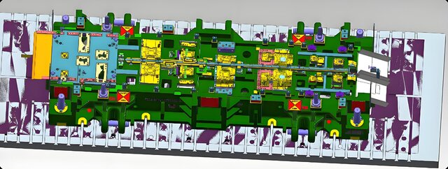 3D model of Automotive Grade Cast Iron Progressive Stamping Die Full 3D Design