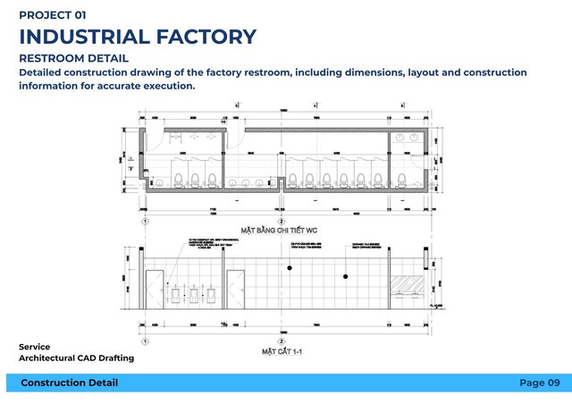 3D model of Industrial Factory – Architectural Design (Floor Plan, Elevation, Section)