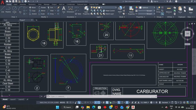 3D model of Carburator Detailing In AutoCAD