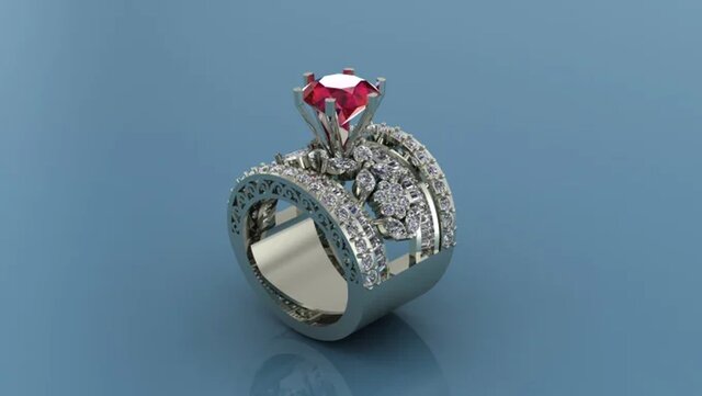 Luxury Multi-Stone Ring CAD Design | 3D Jewelry Modeling, Gemstone Setting & Rendering