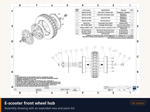 E-Scooter Hub: Assembly Drawings – image 2 of 2