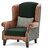 Classic Mixed-Material Wingback Armchair with Accent Pillow